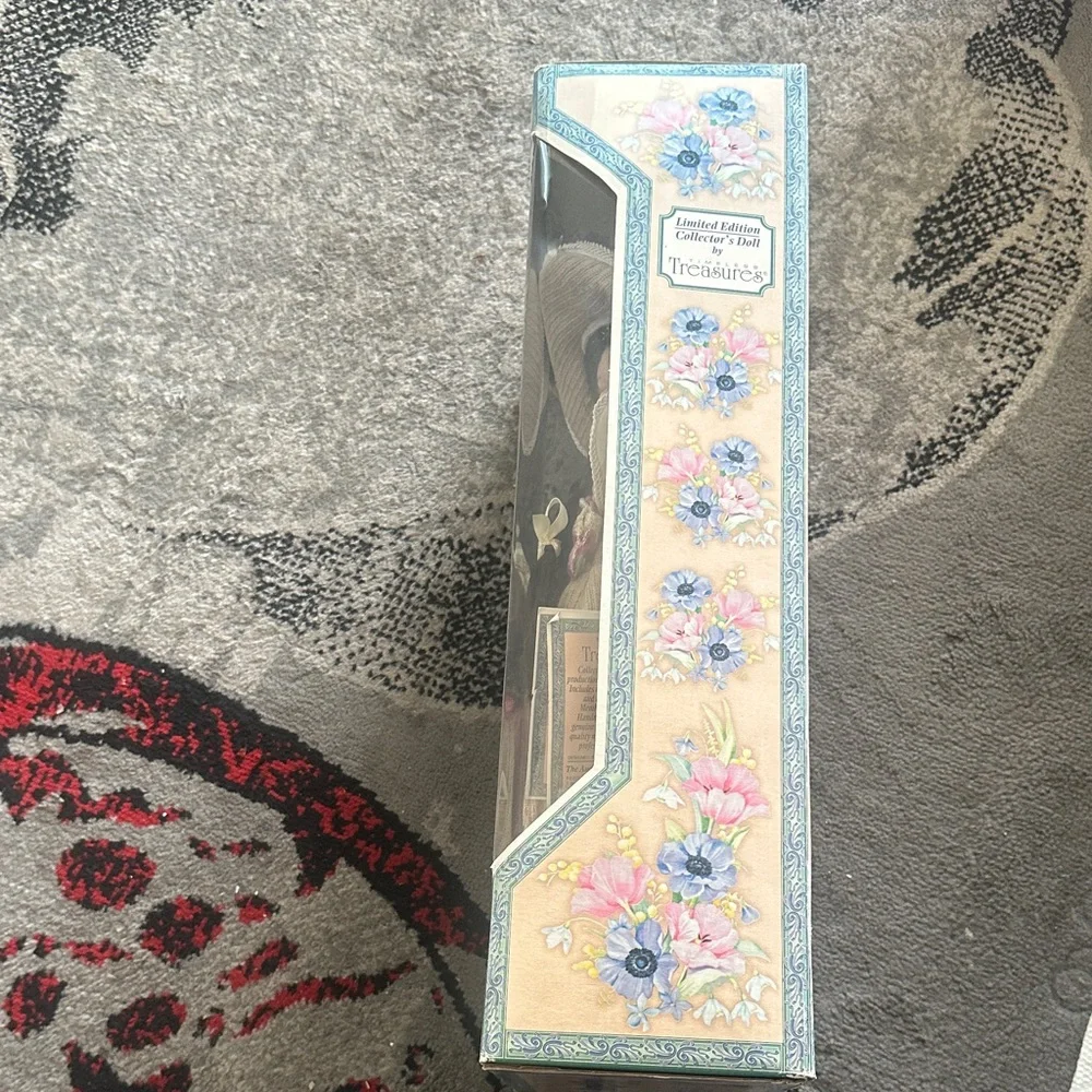 2001 Porcelain Doll with Pink Dress and Tan Coat